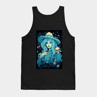 Beautiful witch with skull Tank Top